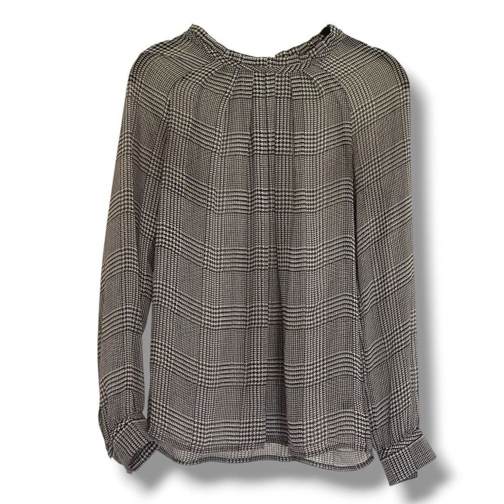 The Limited Sheer Black Houndstooth Long Sleeve Blouse Size XS